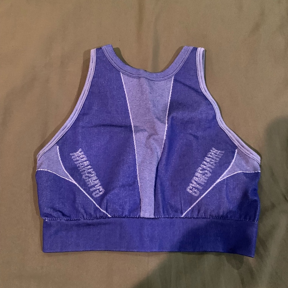 Gymshark Purple Seamless Racerback Bra with Contrast Panels